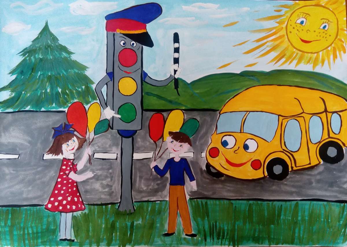 Рисунки по теме ПДД в детских садах – безопасность глазами детей